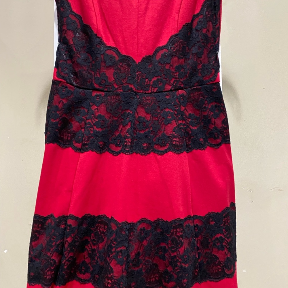 Candy Rain Red & Black Lace Cocktail Dress Sleeveless V-Neck Size Large 0153 - Picture 2 of 6